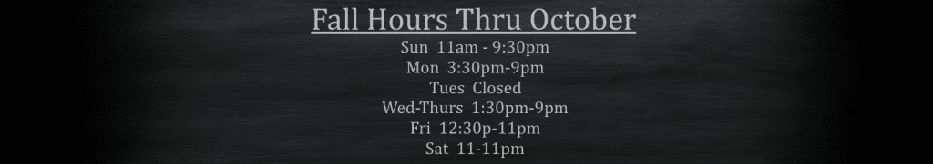 Fall October Hours